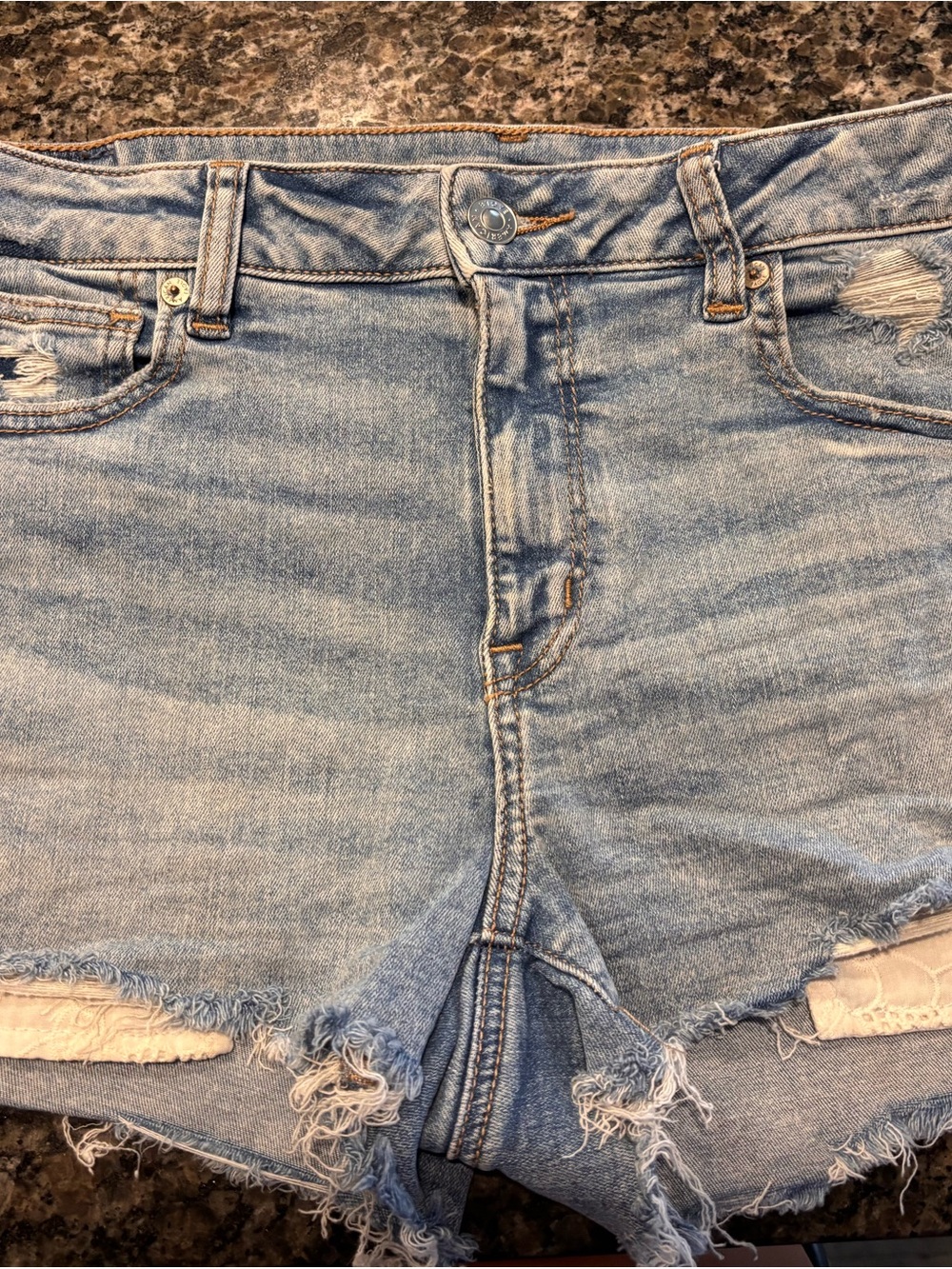 American Age Light Blue Distressed Boyfriend Denim Shorts